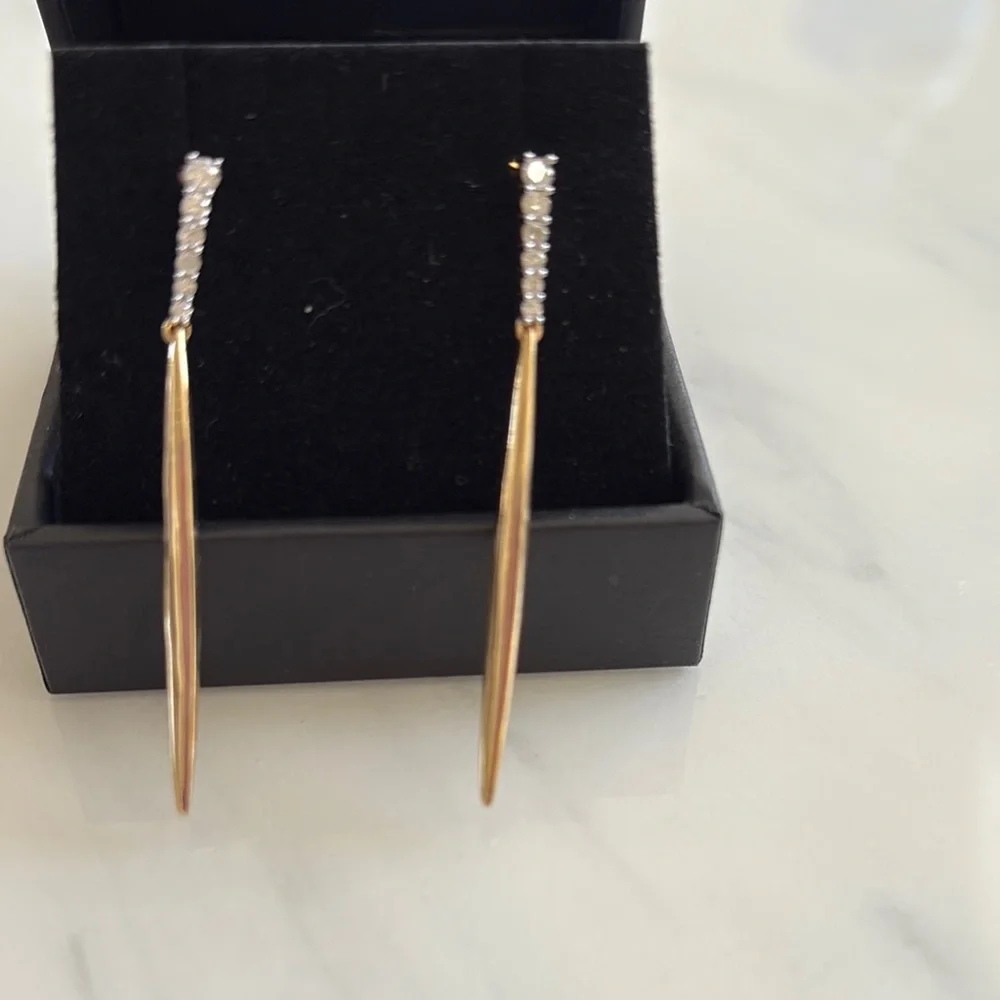 Elegant 14KY Gold Drop Earrings 1/4 CT RND - Picture 5 of 6
